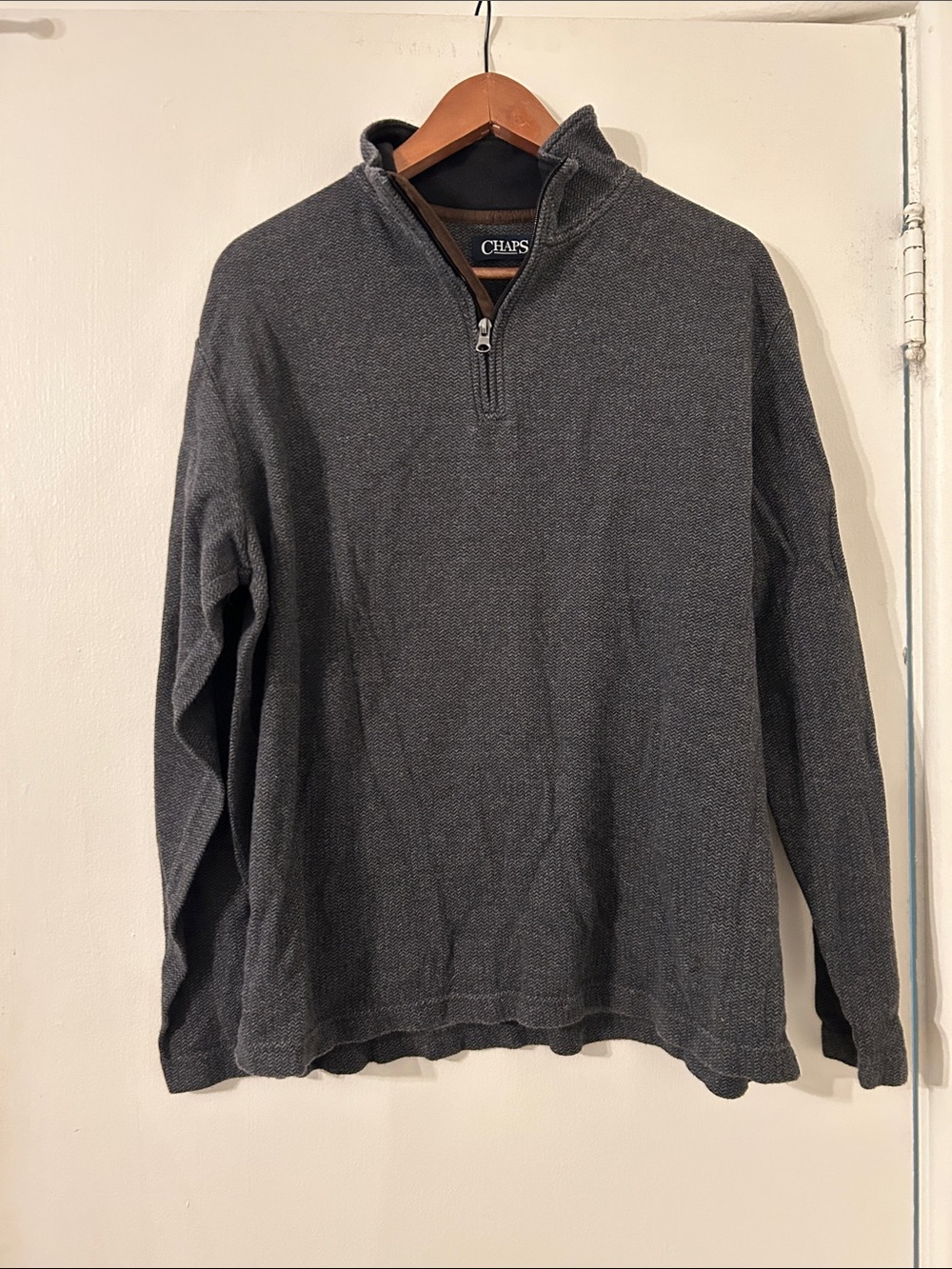 Chaps Men's Charcoal Half-Zip Knit Pullover